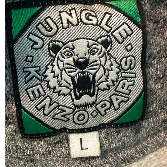 KENZO Grey Blue Tiger Logo Embroidery Crew Neck Sweatshirt Size Large - Picture 3 of 16